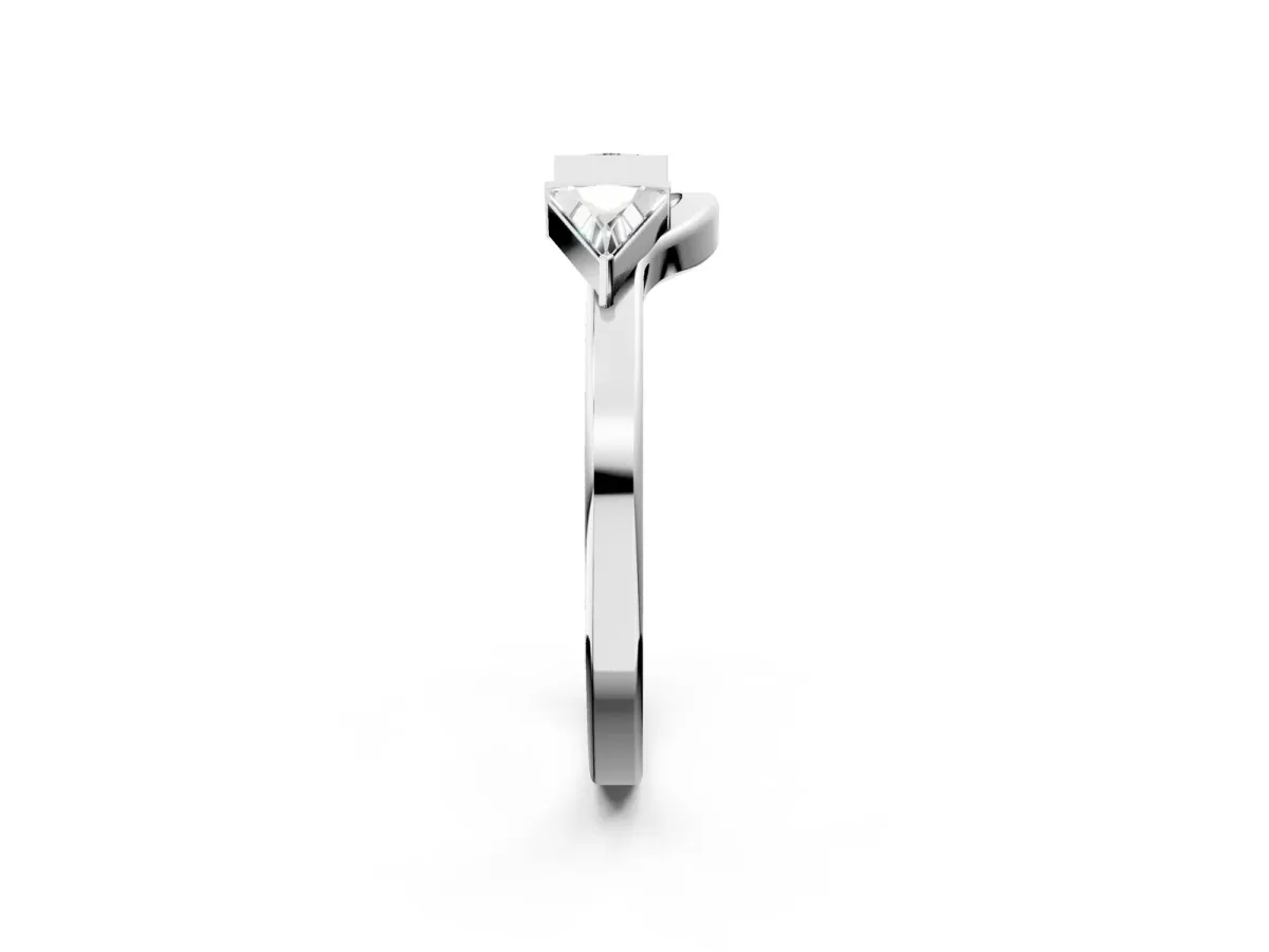 Trillion Diamond Open Band Ring with Bezel Setting White gold