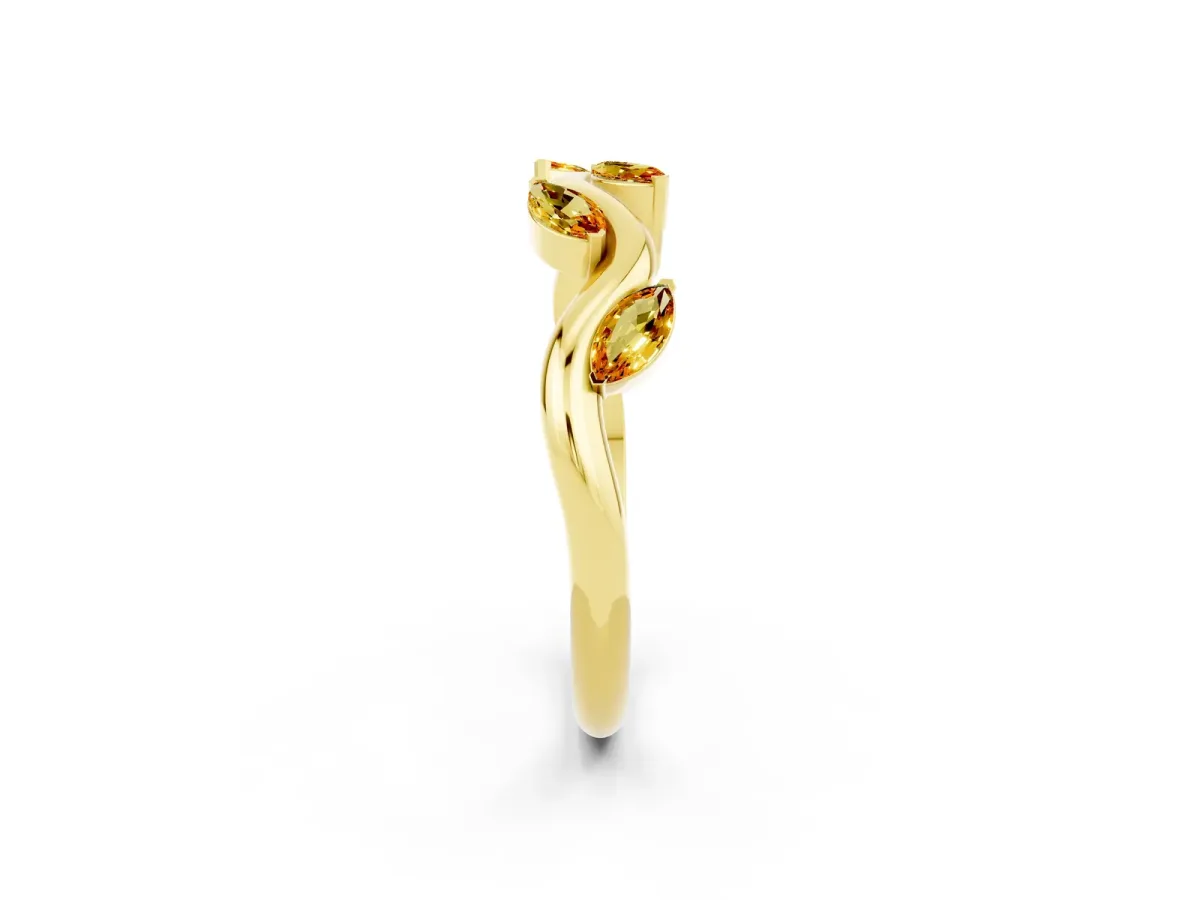 Marquise Citrine Twisted Band with Prong Setting Yellow gold