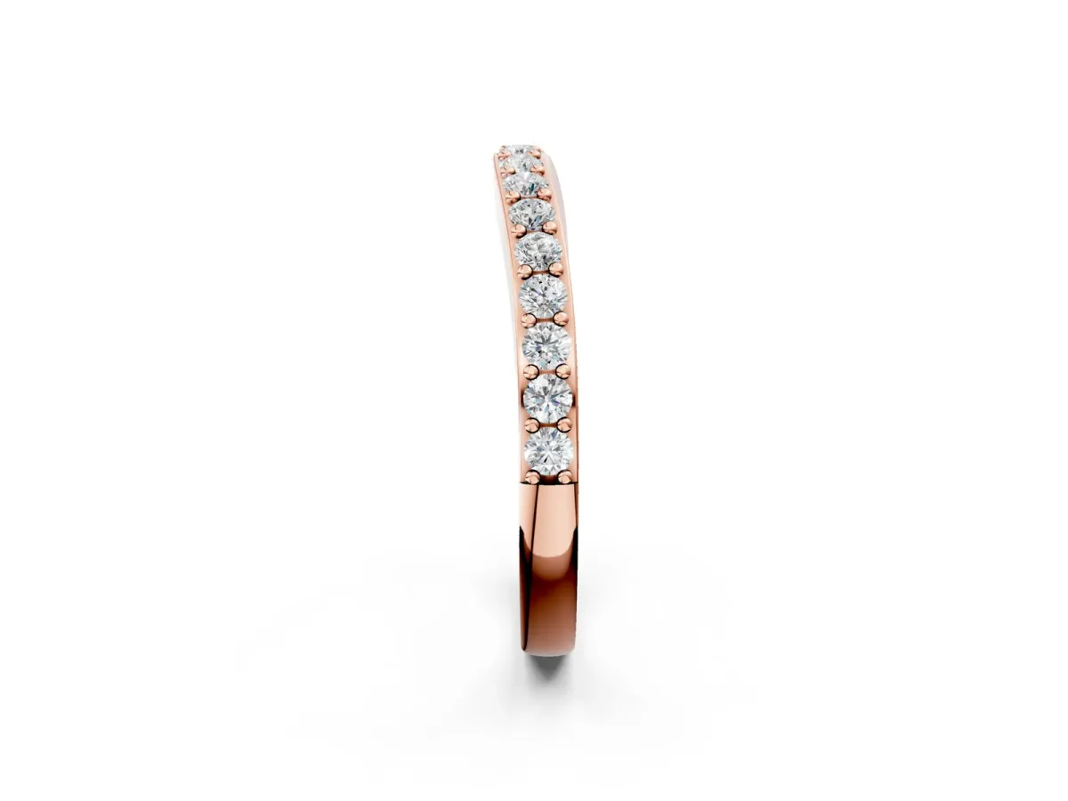 Round Diamond Pavé Set Curved Eternity Band Rose gold