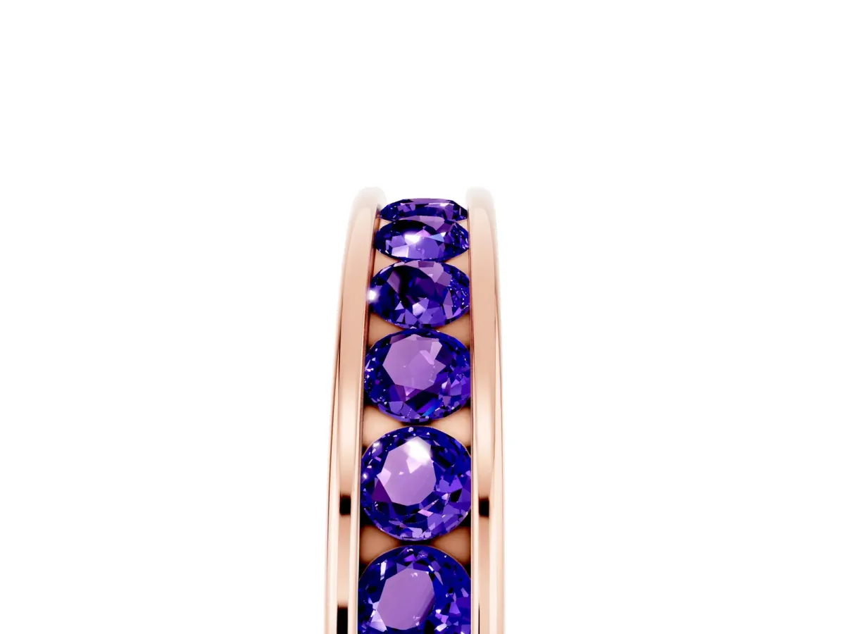 Channel Set Round Tanzanite Eternity Band Rose gold