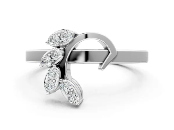 Marquise Diamond Cluster Bypass Ring with Prong Setting Platinum