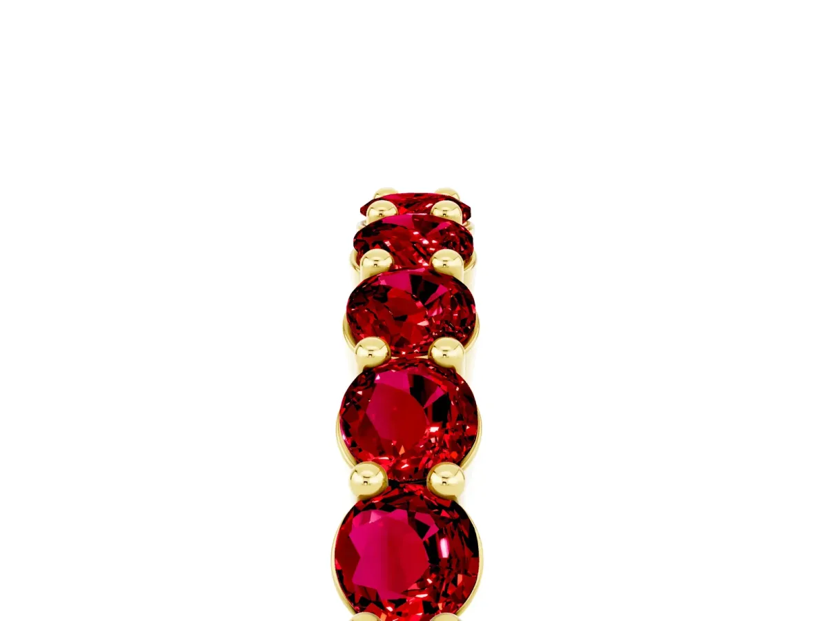 Round Ruby Half Eternity Band with Prong Setting Yellow gold