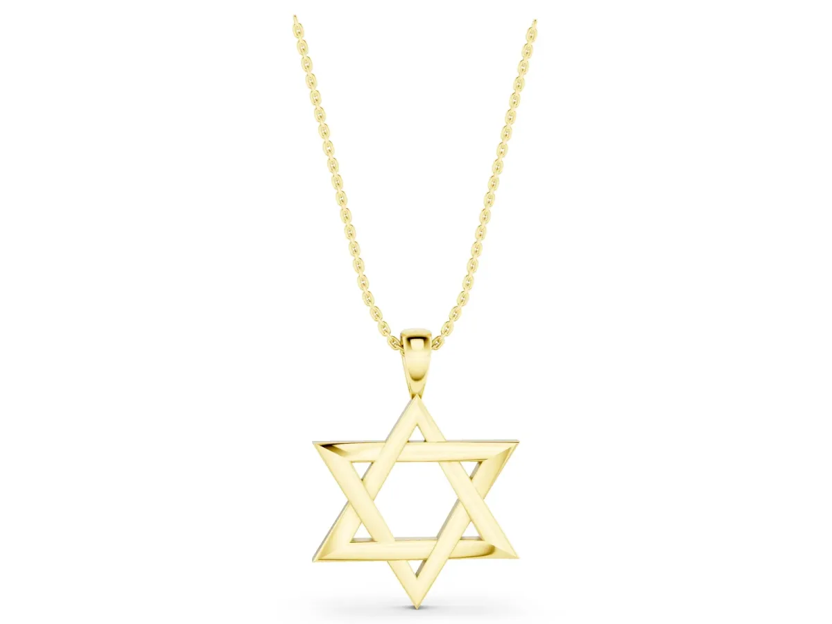 Silver Star of David Pendant Yellow gold