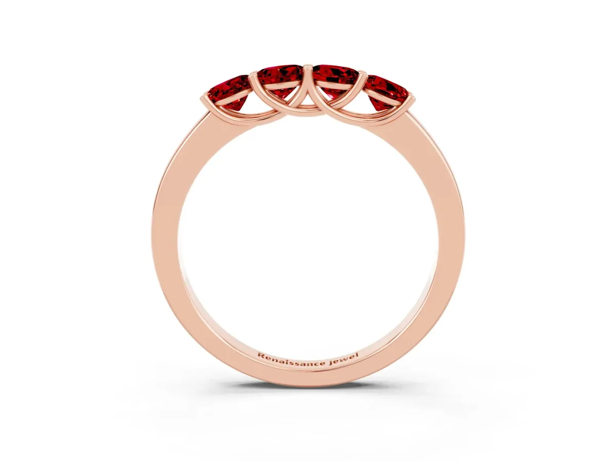 Four-Stone Round Ruby Prong-Set Band Rose gold