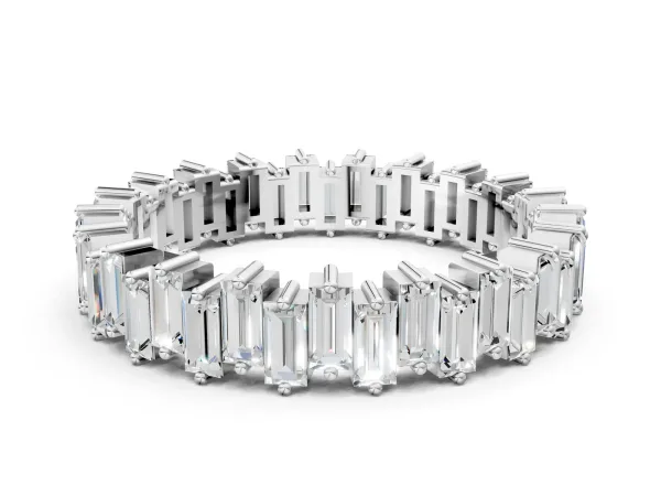 Baguette Diamond Full Eternity Ring with Prong Setting Platinum