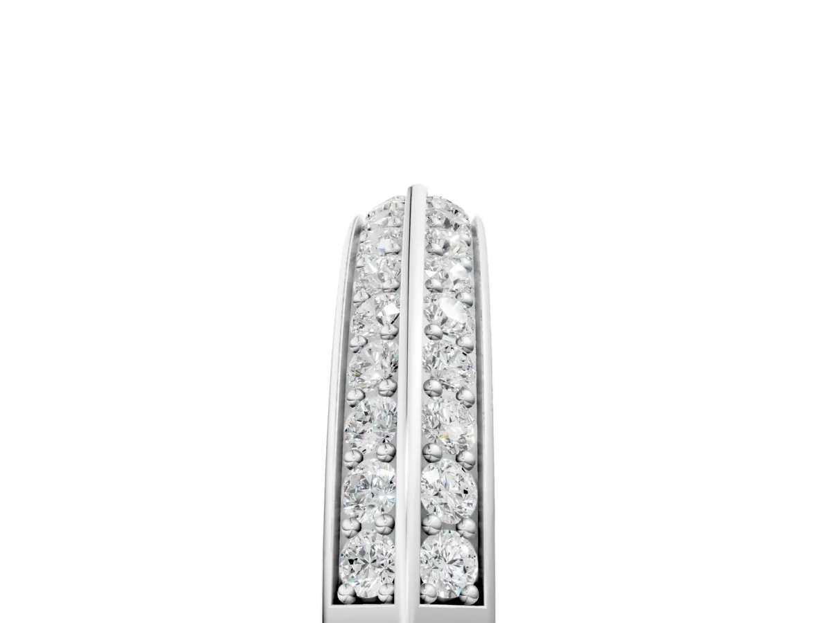 Double Row Round Diamond Channel Set Eternity Band Silver