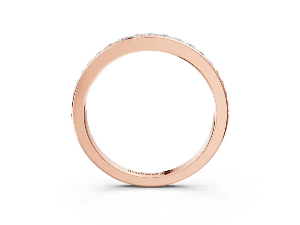 Pavé Round Diamond Eternity Band with Channel Setting Rose gold
