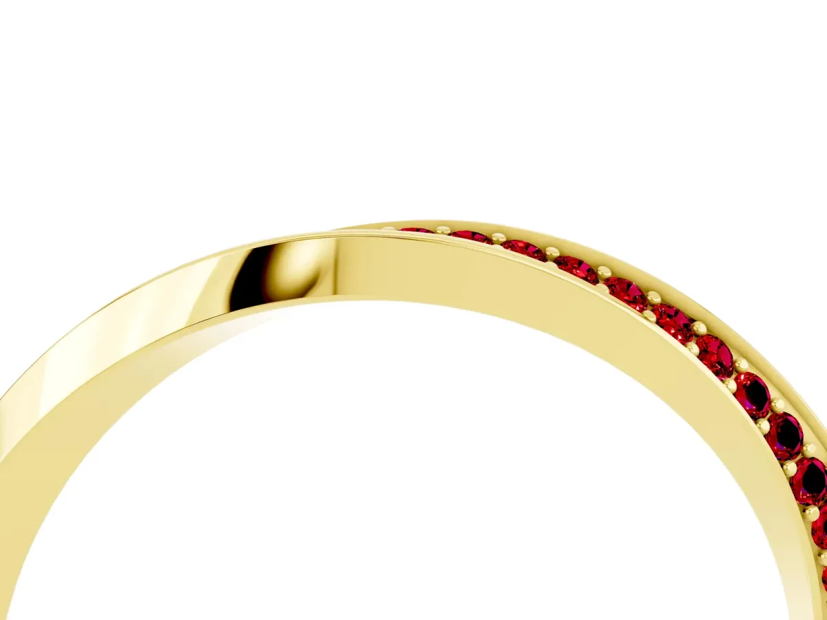 Pavé Round Ruby Twist Band Yellow gold