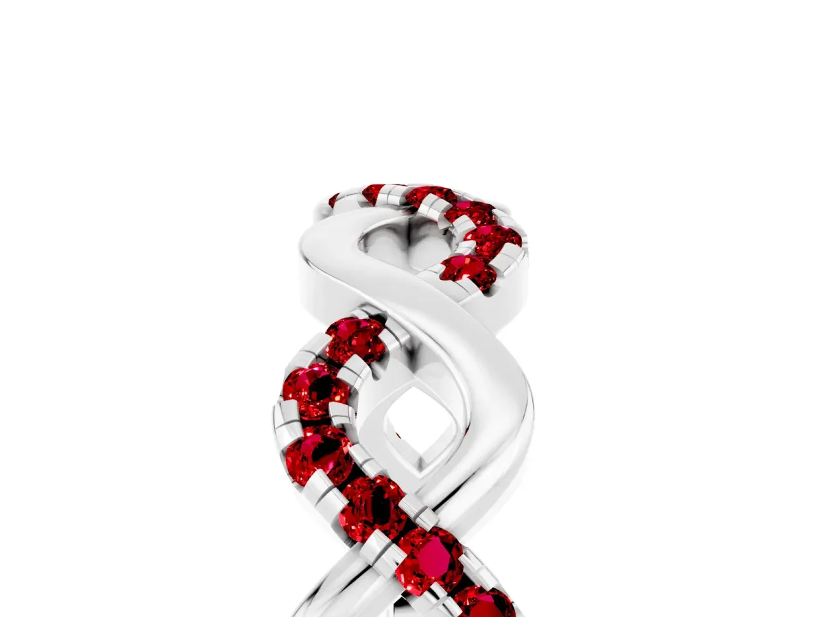 Twist Infinity Round Ruby Band with Pavé Setting Platinum