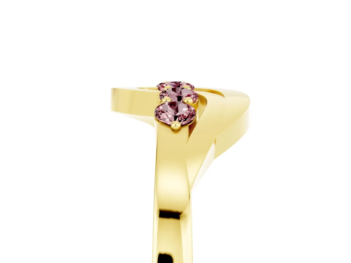 Five-Stone Round Morganite Crossover Band with Prong Setting Yellow gold