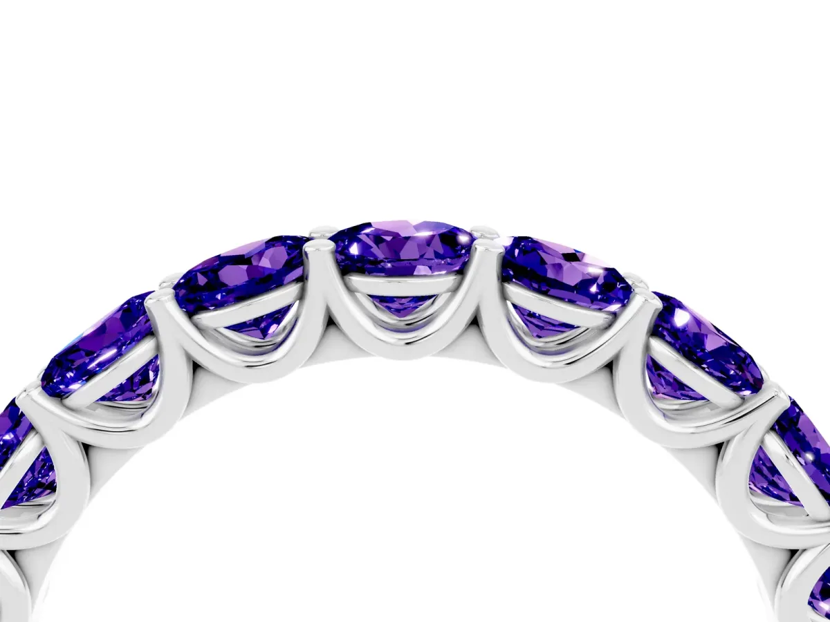 Round Tanzanite Shared Prong Eternity Band White gold
