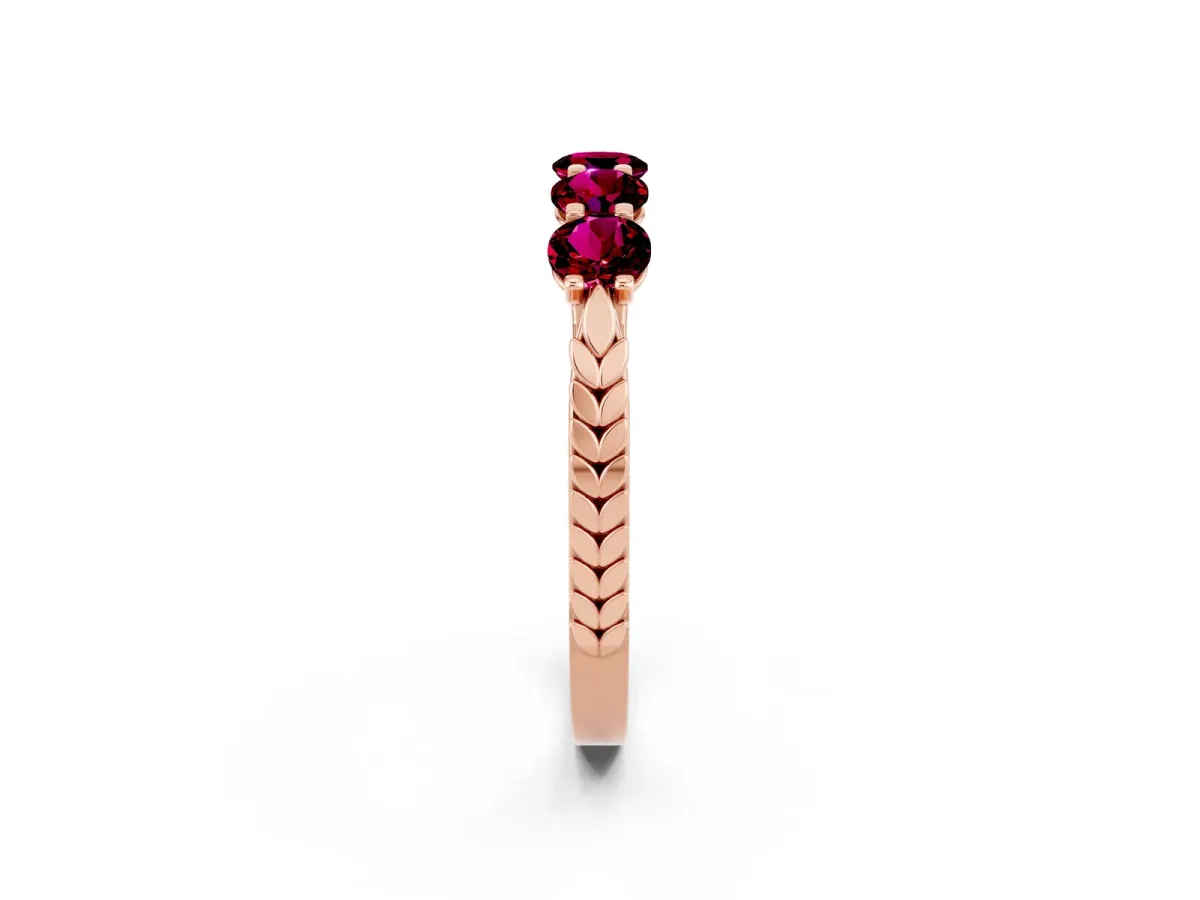 Five-Stone Round Garnet Prong-Set Band Rose gold