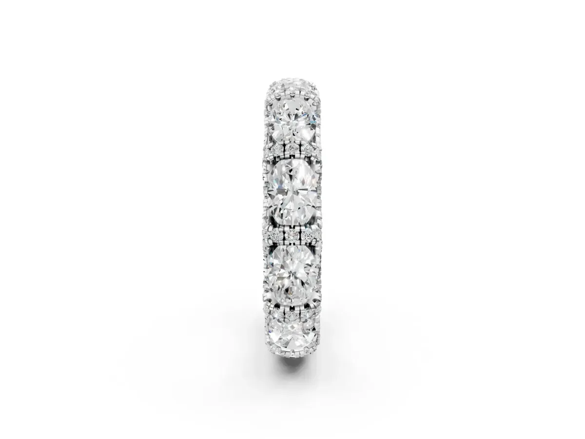 Oval Diamond Eternity Wedding Band with Round Diamond Accents Silver