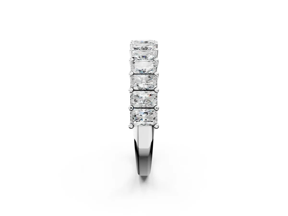 radiant Cut half eternity band with shared prong setting Silver