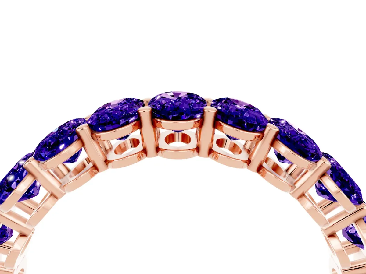 Oval Cut Tanzanite Eternity Band with Shared Prong Setting Rose gold
