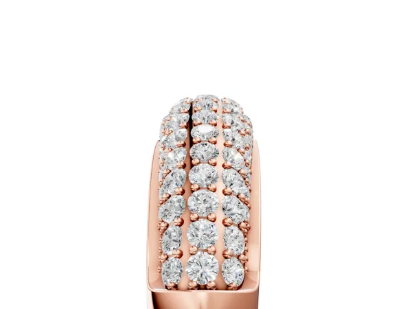 Three-Row Pavé Round Diamond Dome Band Rose gold