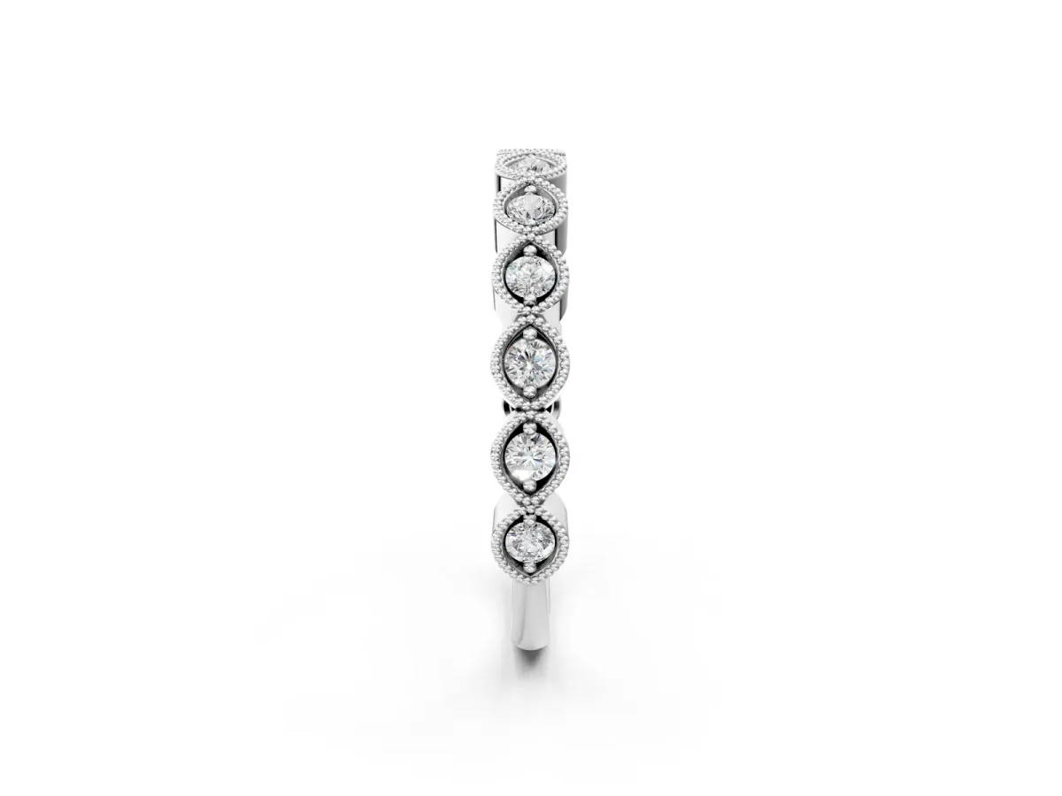 Milgrain Marquise Diamond Eternity Band with Bezel Setting Platinum