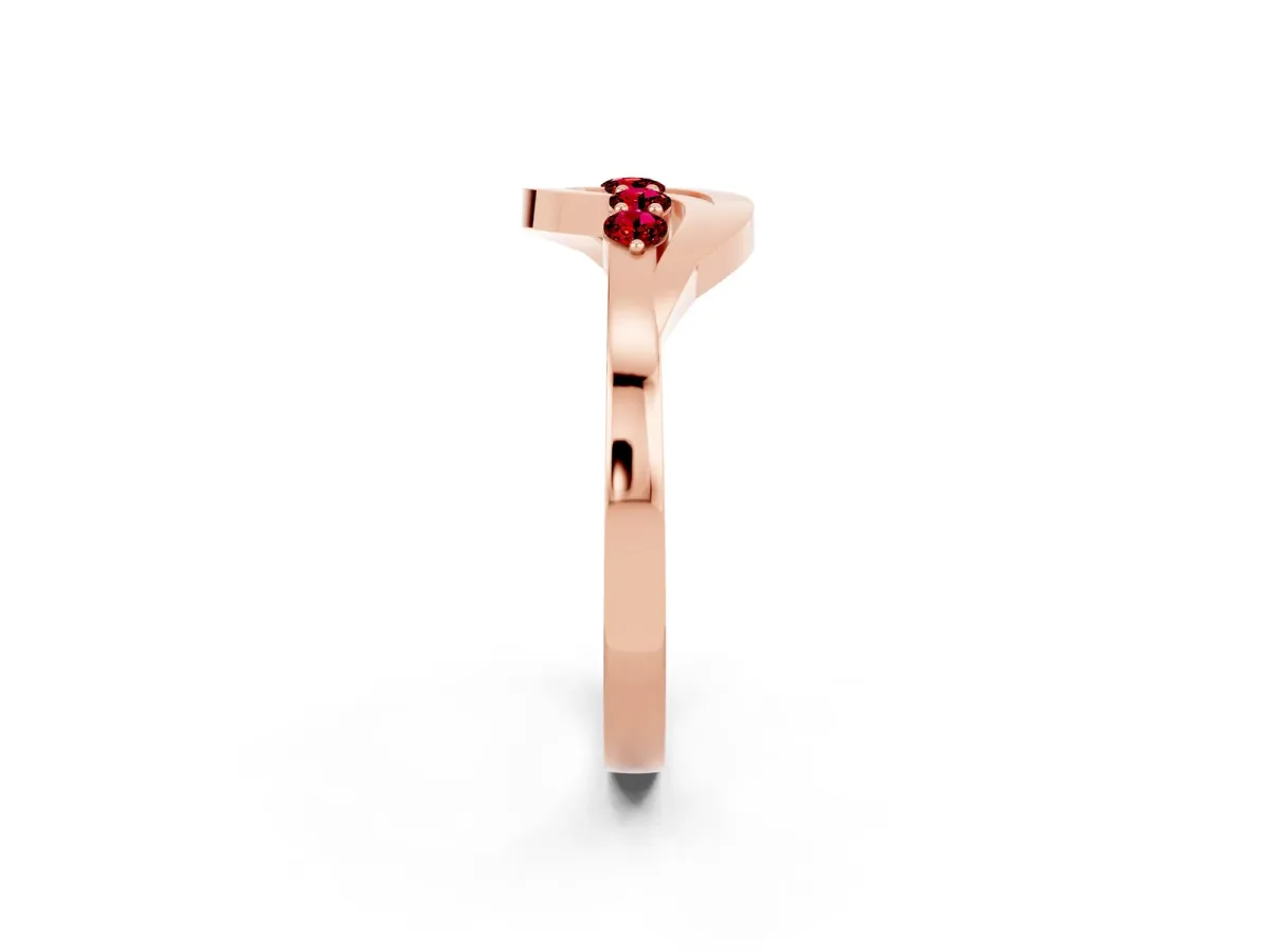 Five-Stone Round Ruby Crossover Band with Prong Setting Rose gold