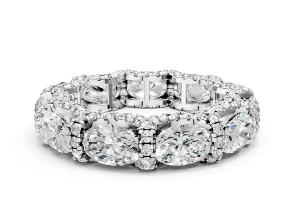 Oval Diamond Eternity Wedding Band with Round Diamond Accents Platinum
