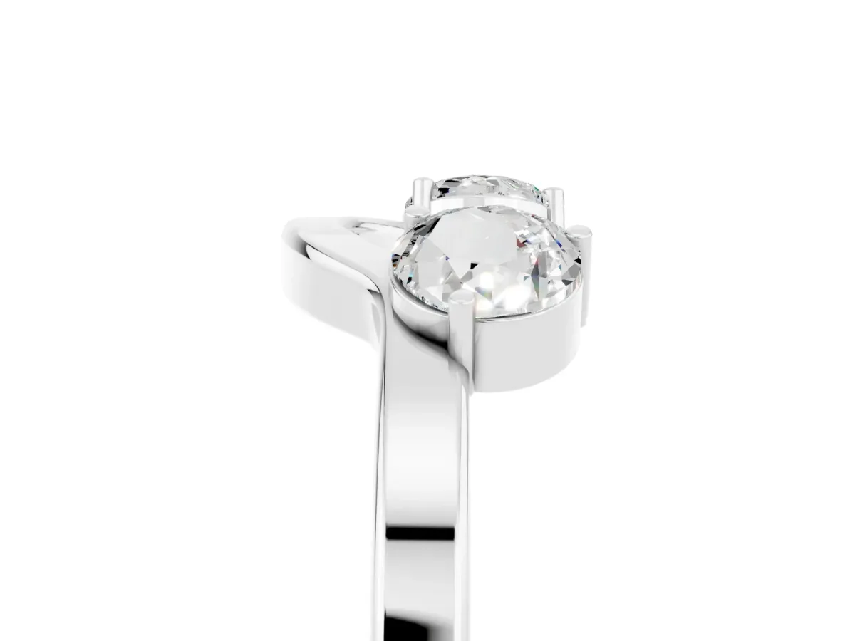 Dual Round Moissanite Open Band Ring with Prong Setting Silver