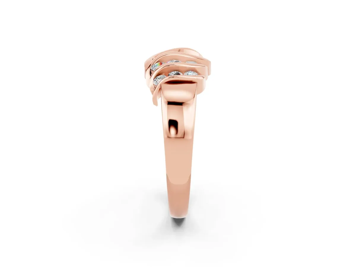 Round Moissanite Multi-Row Crossover Band Rose gold