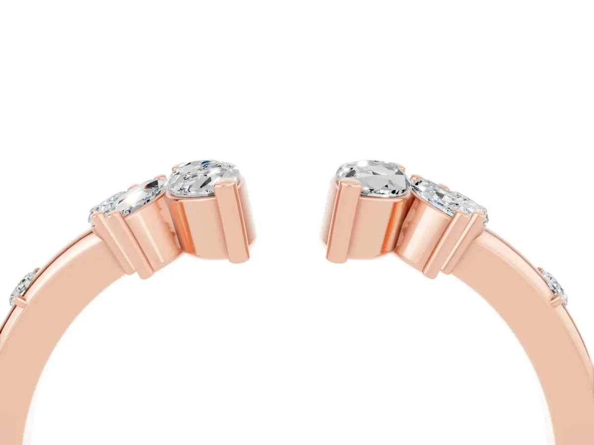 Open Marquise Cluster Moissanite Band with Prong Setting Rose gold