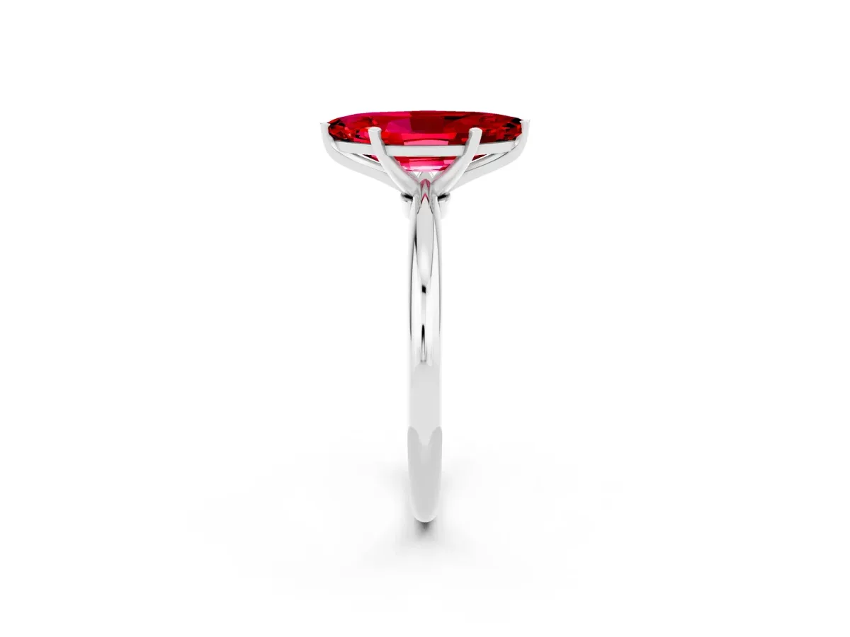 Marquise Cut Ruby Solitaire Ring with Six-Prong Setting and Classic Band Platinum