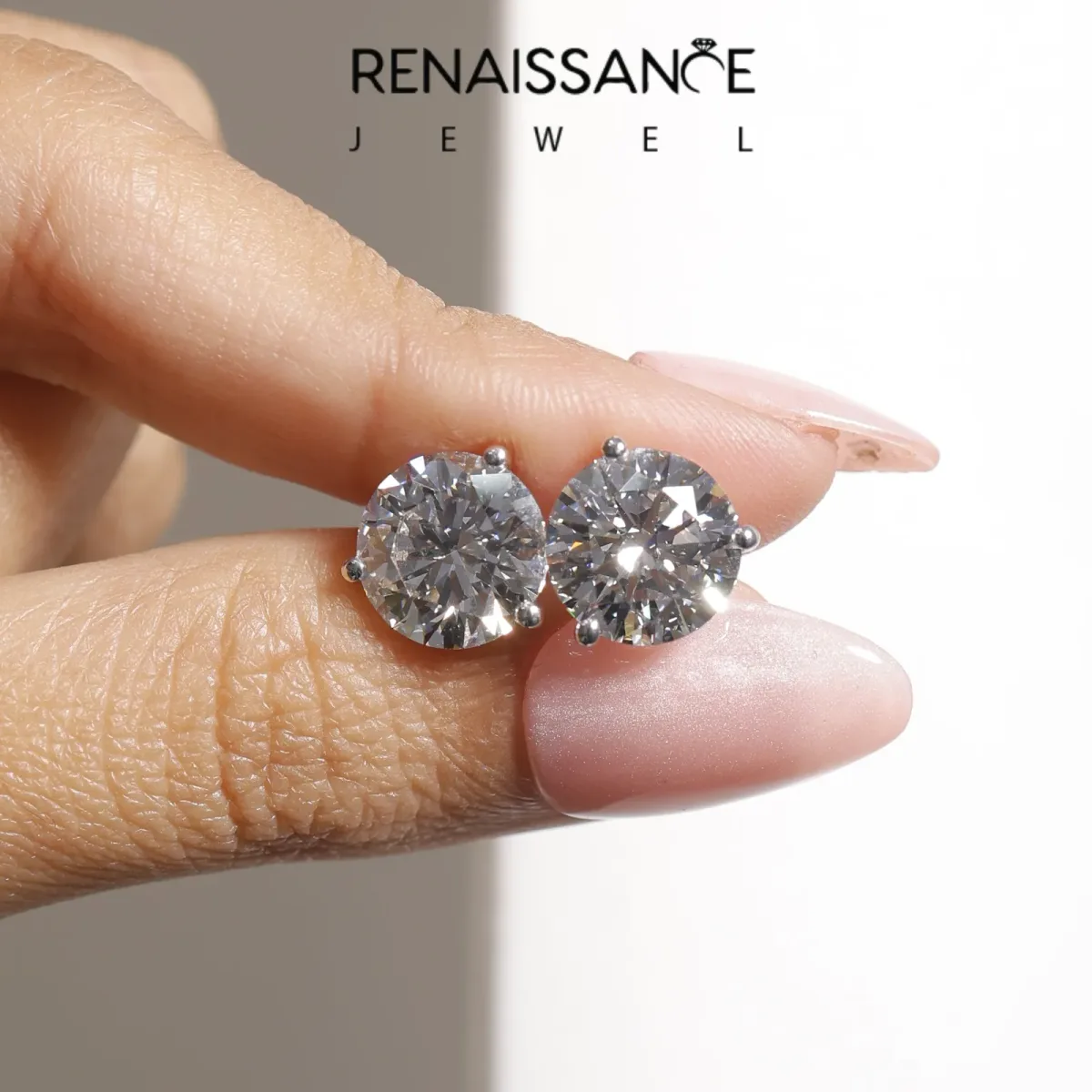 Round Brilliant Diamond Martini Stud Earrings Silver