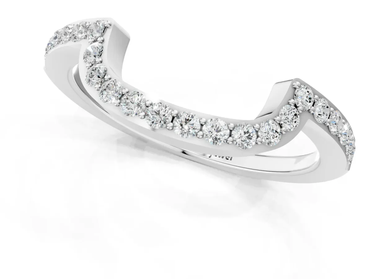 U-Shaped Pavé Round Diamond Contour Band White gold