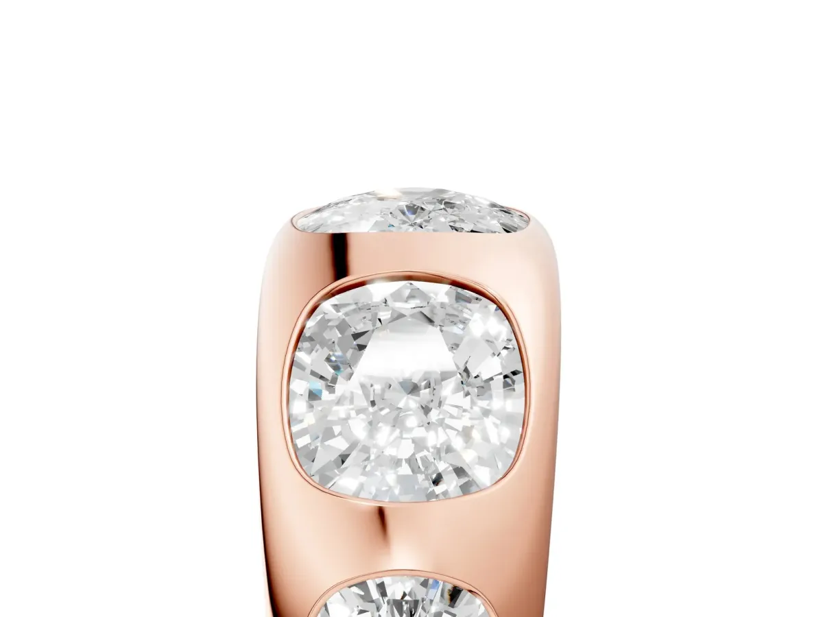 Graduated Cushion Diamond Five-Stone Mens Band Rose gold