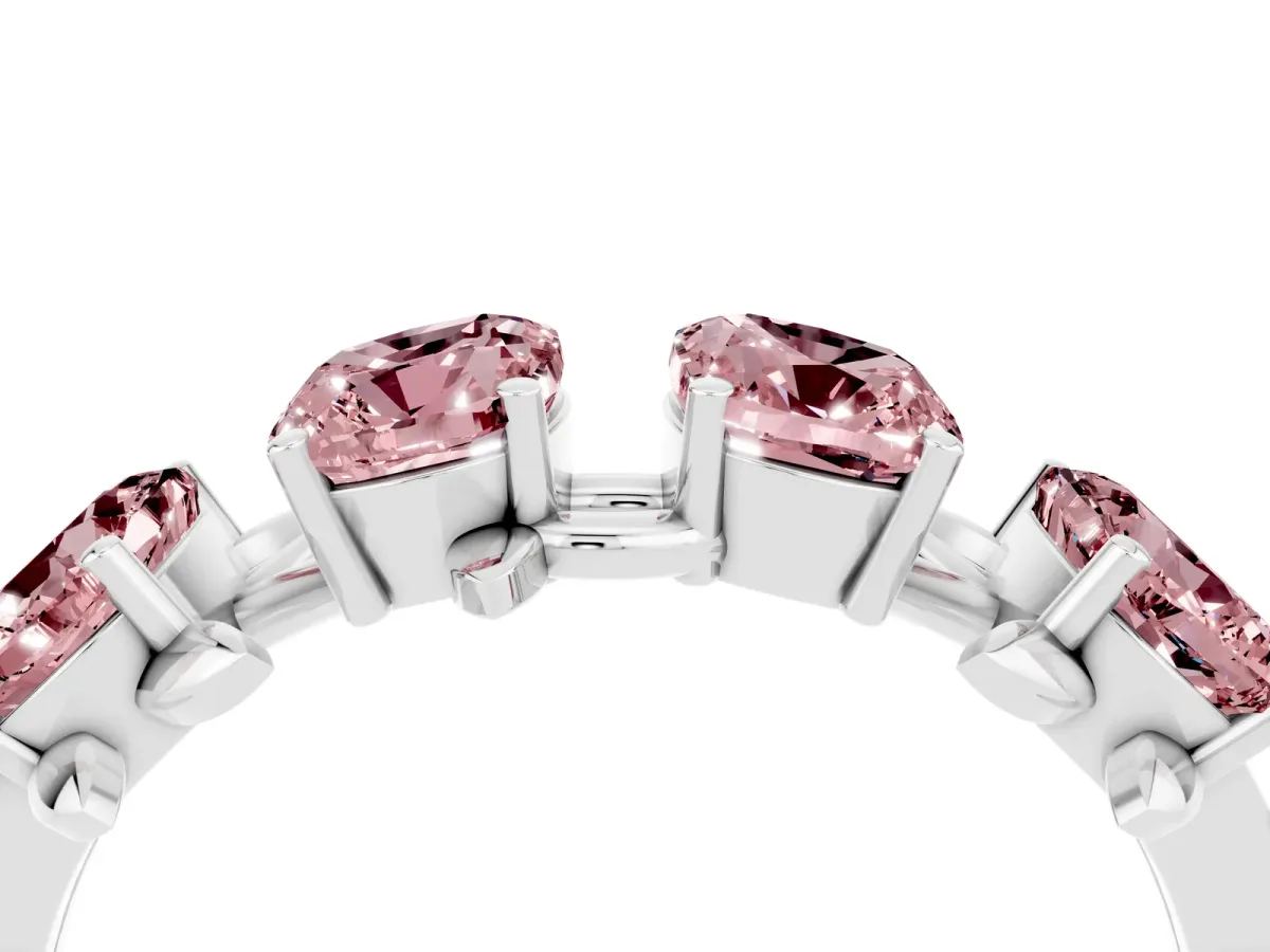 Emerald Cut Morganite Prong-Set Half Eternity Band Platinum