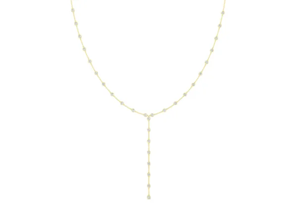 Bezel-Set Round Diamond Station Y Necklace Yellow gold