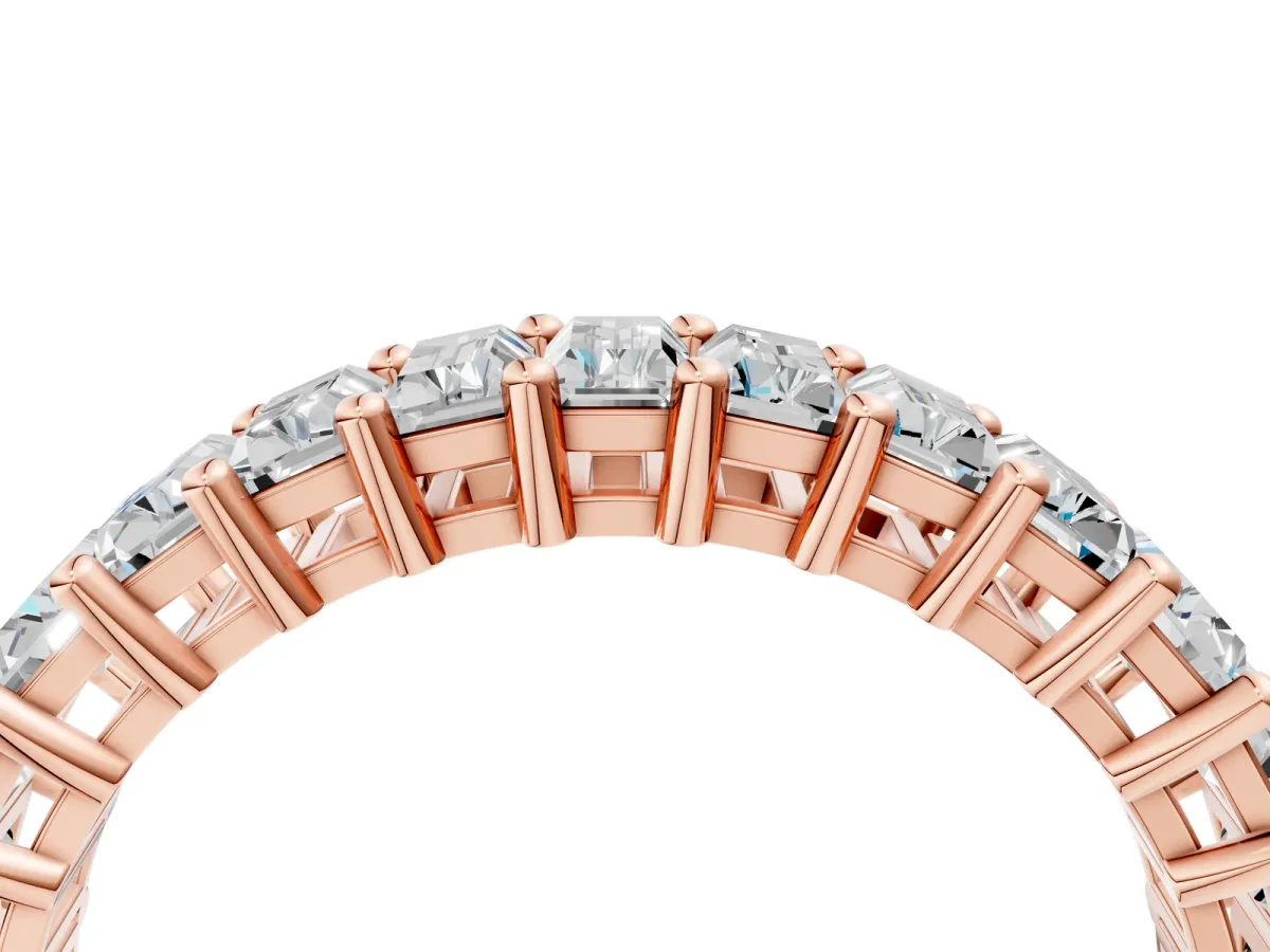 Baguette Cut Eternity Band with Shared Prong Setting Rose gold