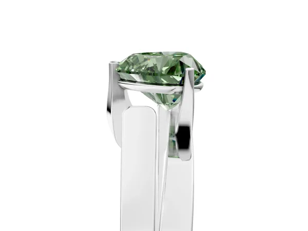 Fancy Green Modern Tension Set Heart Cut Diamond Solitaire Wide Band Ring Platinum