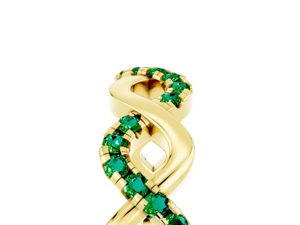 Twist Infinity Round Emerald Band with Pavé Setting Yellow gold