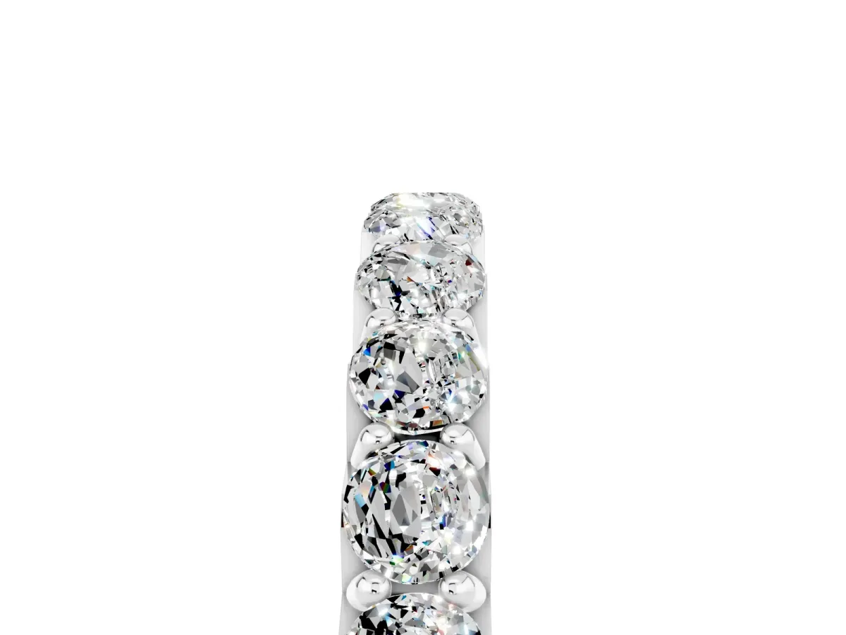 Round Moissanite Half Eternity Band with Classic Prong Setting Silver
