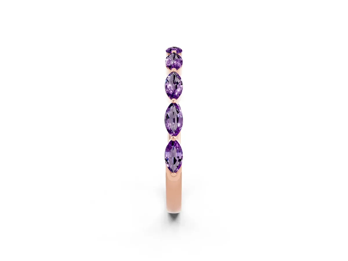 Marquise Amethyst Half Eternity Band with Prong Setting Rose gold