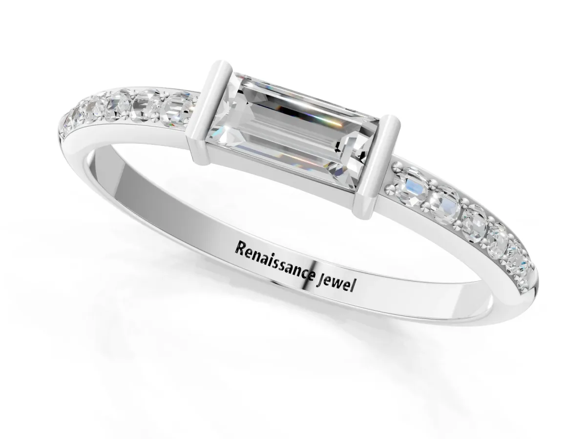 Baguette Diamond Pavé Band with Bar Setting Silver