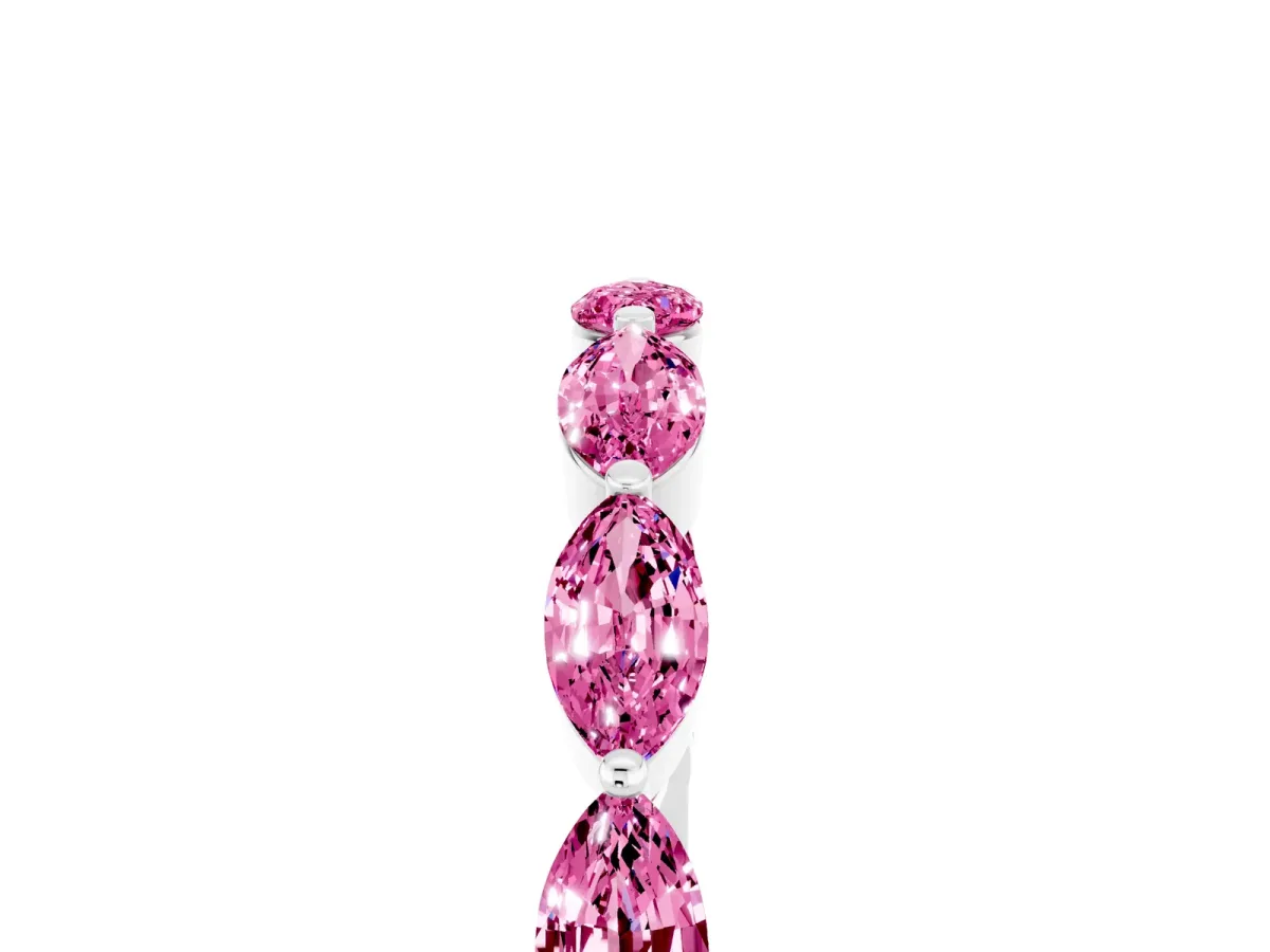 Marquise Pink Sapphire Half Eternity Band with Prong Setting Platinum