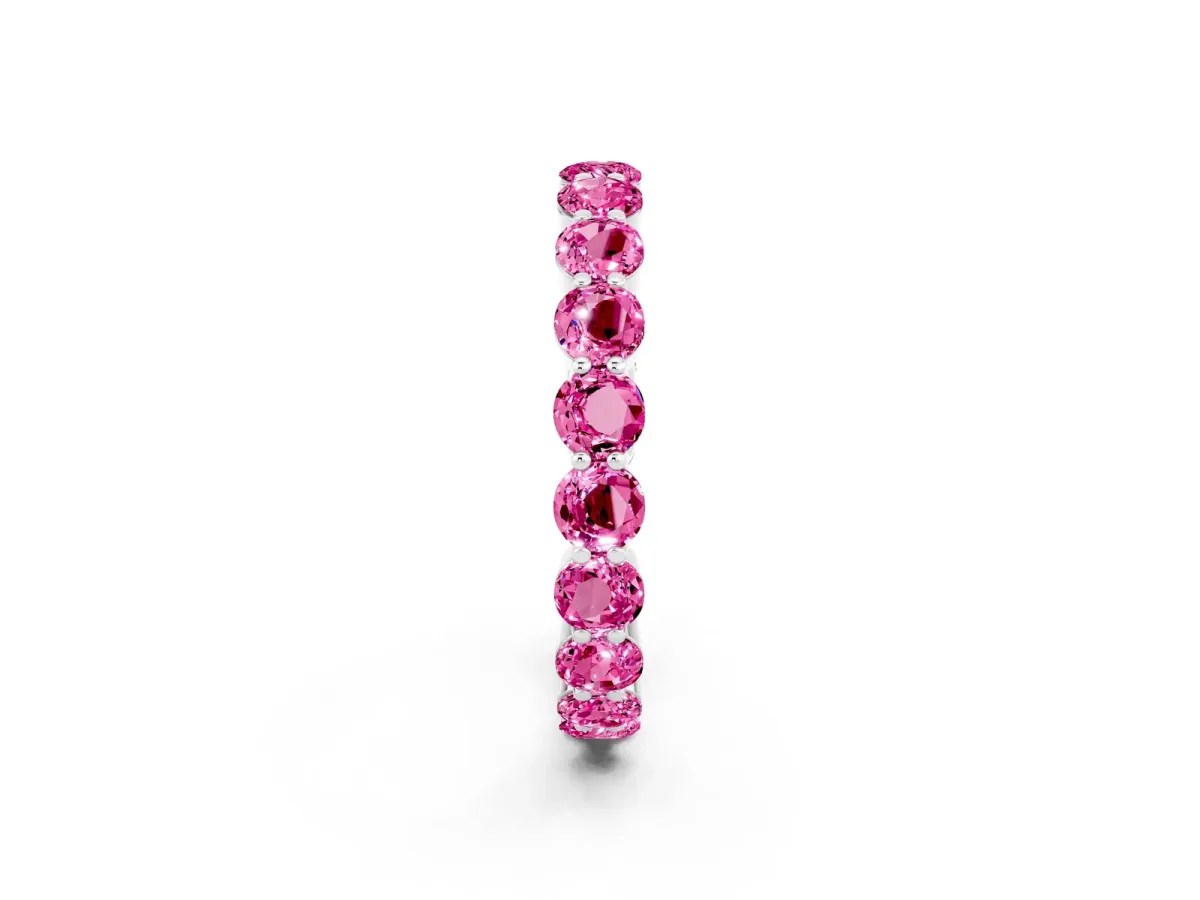Round Pink Sapphire Eternity Band with U-Prong Setting White gold