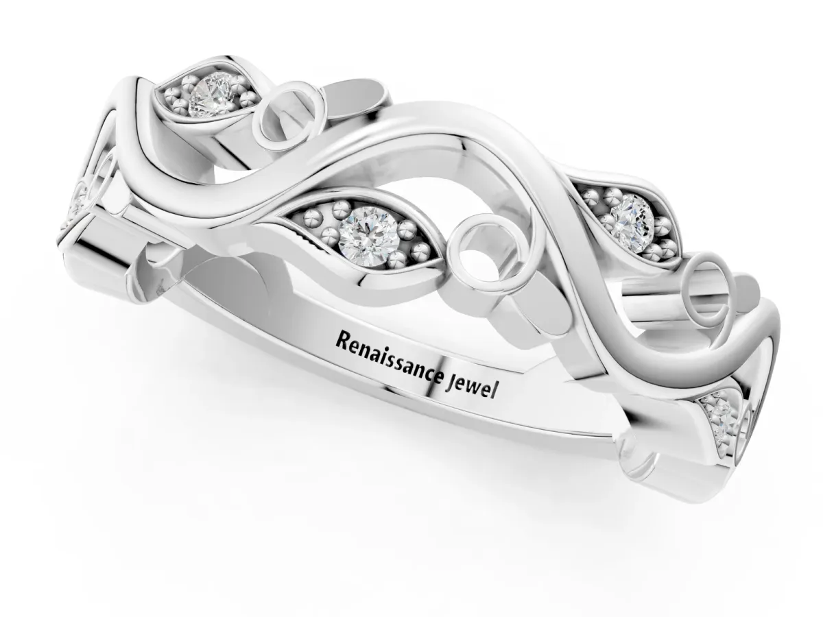 Marquise Diamond Vine Eternity Band with Bezel Setting Silver