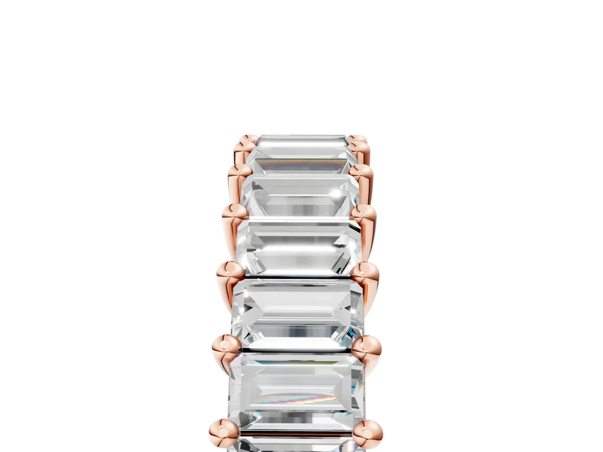 Baguette Cut Eternity Band with Shared Prong Setting Rose gold