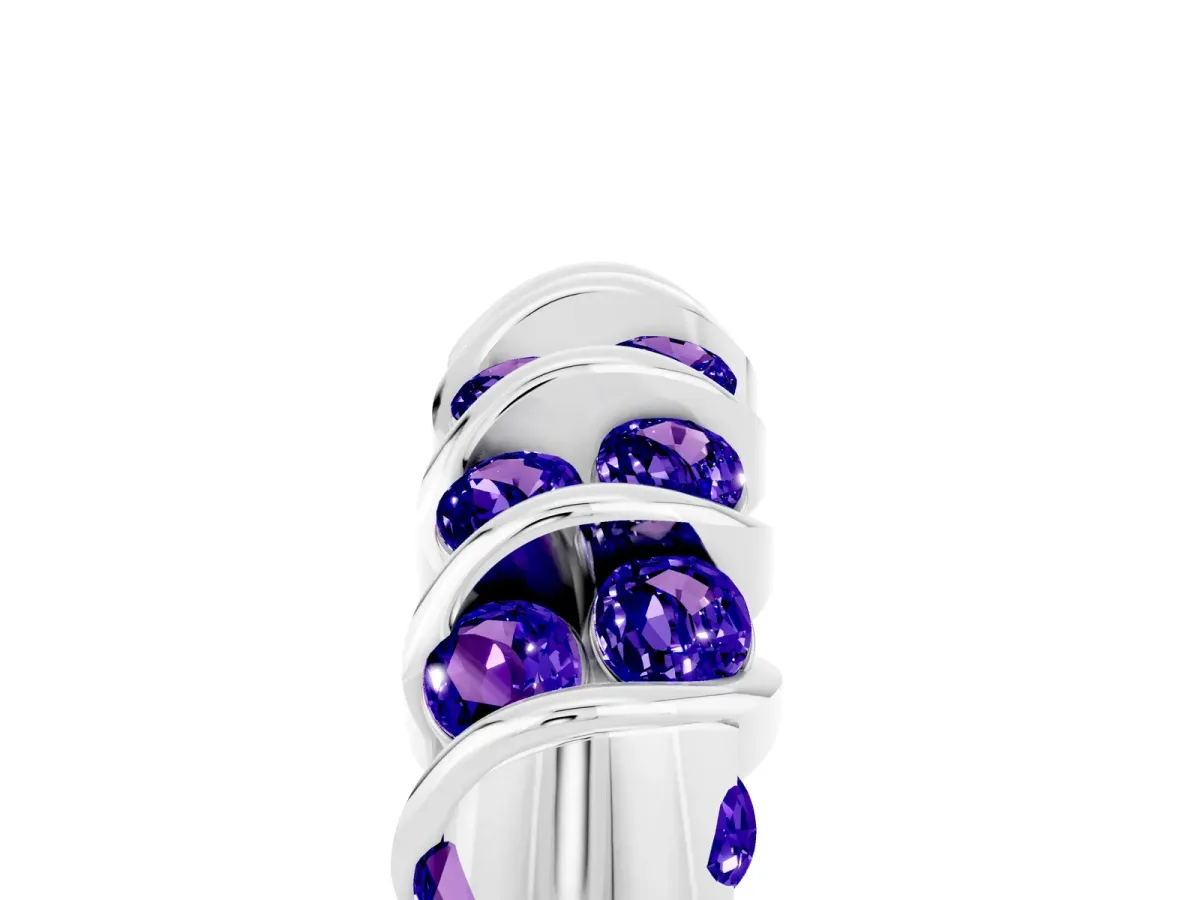 Channel Set Round Tanzanite Multi-Row Band White gold