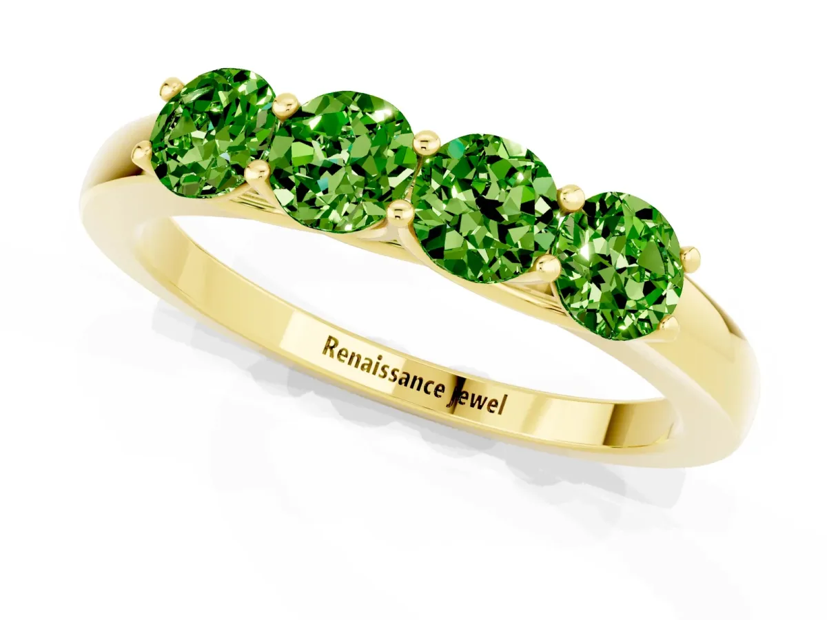 Four-Stone Round Peridot Prong-Set Band Yellow gold