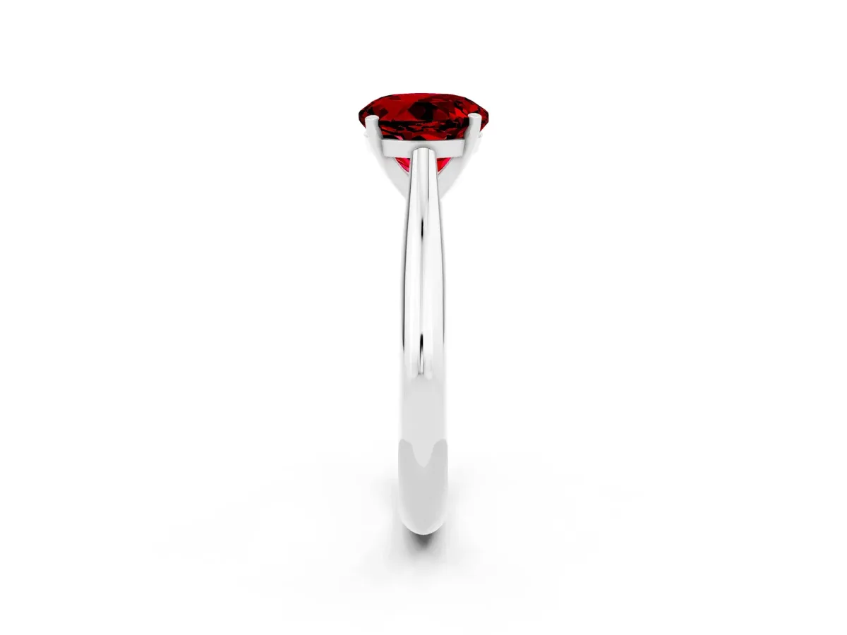 Round Cut Ruby Solitaire Engagement Ring with Cathedral Setting and Four-Prong Mount White gold