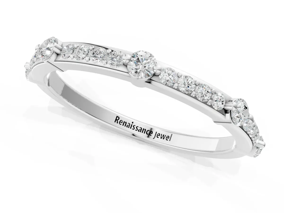 Round Diamond Pavé Eternity Band with Prong Setting White gold