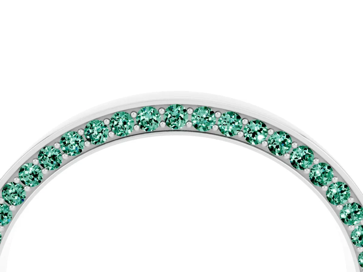 Pavé Round Green Sapphire Channel Set Band White gold