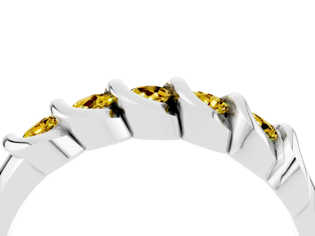 Round Yellow Sapphire Eternity Band with Twist Prong Setting Silver