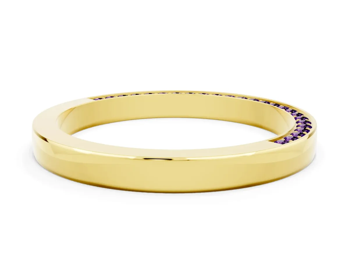 Pavé Round Amethyst Channel Set Band Yellow gold