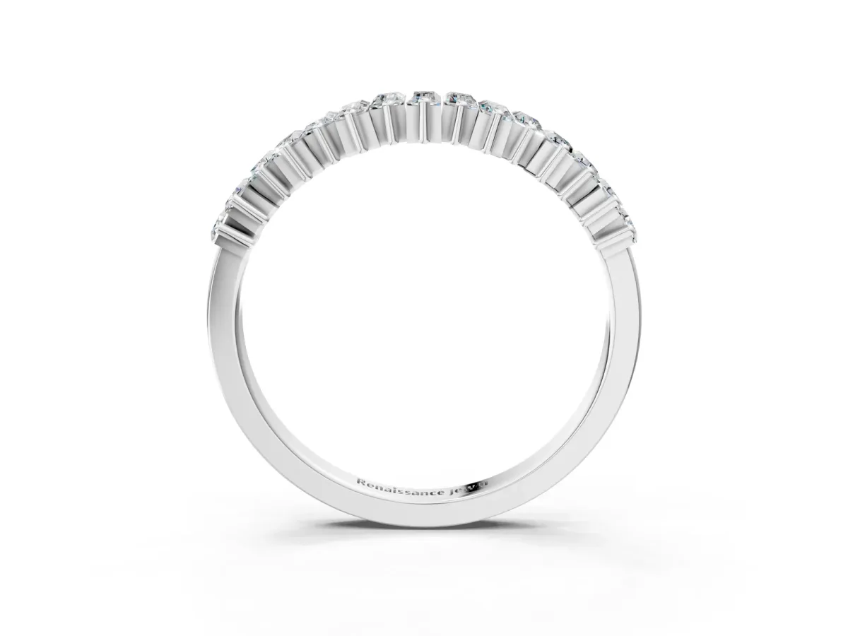 Baguette Diamond Half Eternity Ring with Prong Setting Platinum
